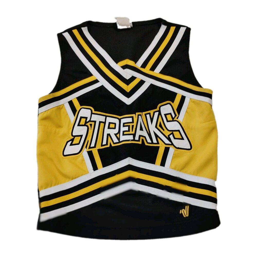Varsity Spirit Fashions Cheerleading Shell Top Streaks Size 32 Black Yellow